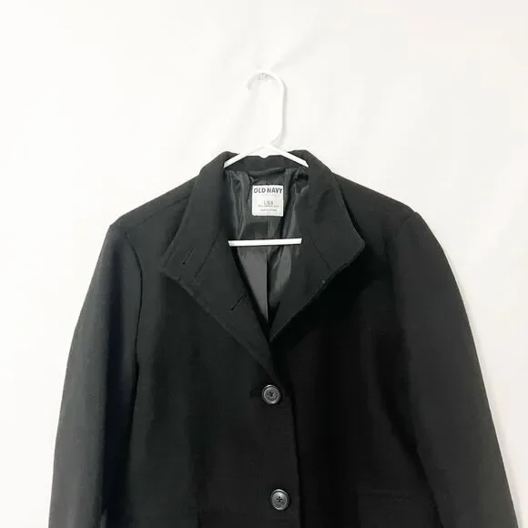 Old Navy Black Button Closure Trenchcoat Size L Tall - Picture 5 of 7